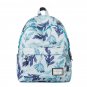 Blue Leaf School Bag with Internal Organizer,Stylish Retro Printed Fabric Schoole Bag Day Bag