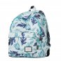 Blue Leaf School Bag with Internal Organizer,Stylish Retro Printed Fabric Schoole Bag Day Bag