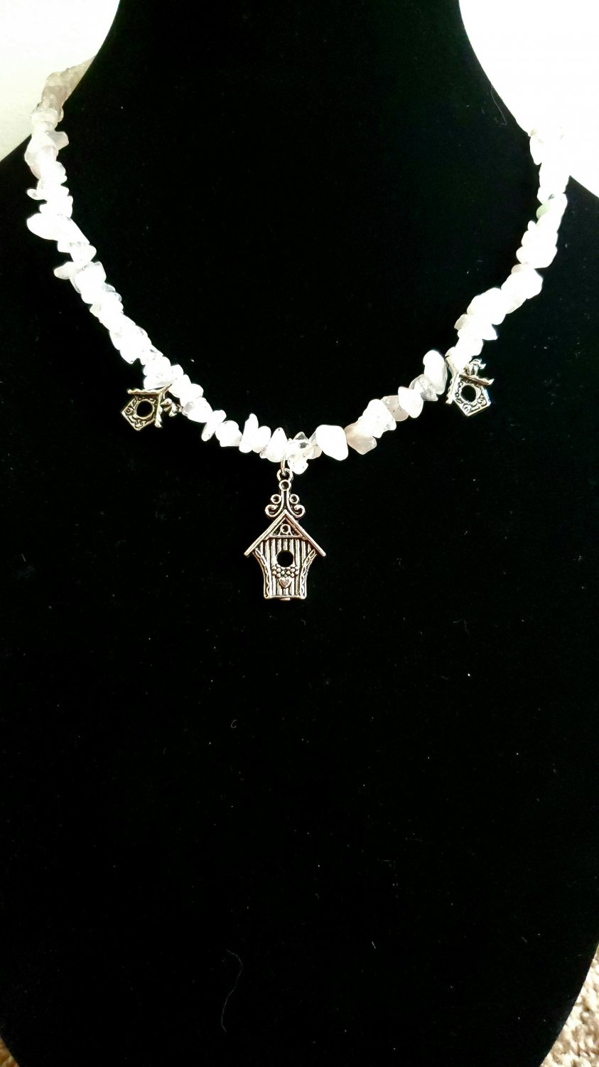 Birdhouse charm necklace