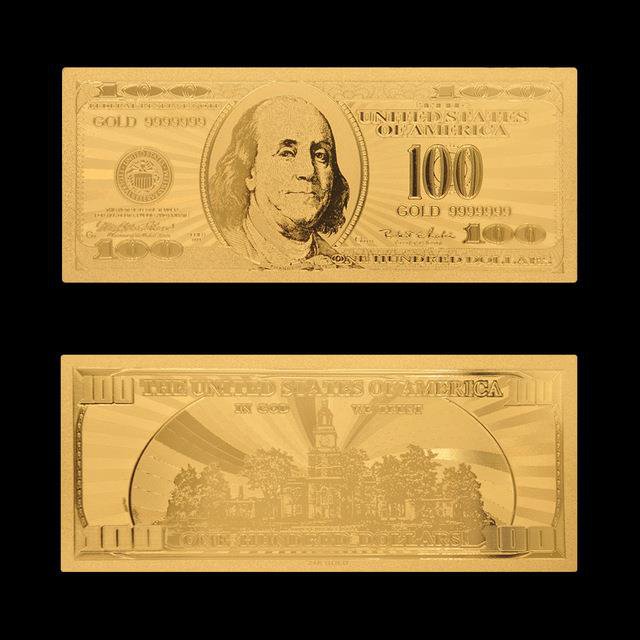 US Gold Foil Banknotes Fake Money 100 Dollar Gold Banknote For Collections