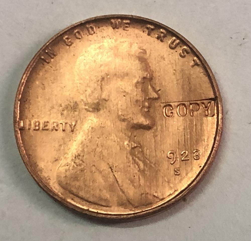 1923-S United States One Cent "Lincoln - Wheat Ears Reverse" Penny Copy Coin