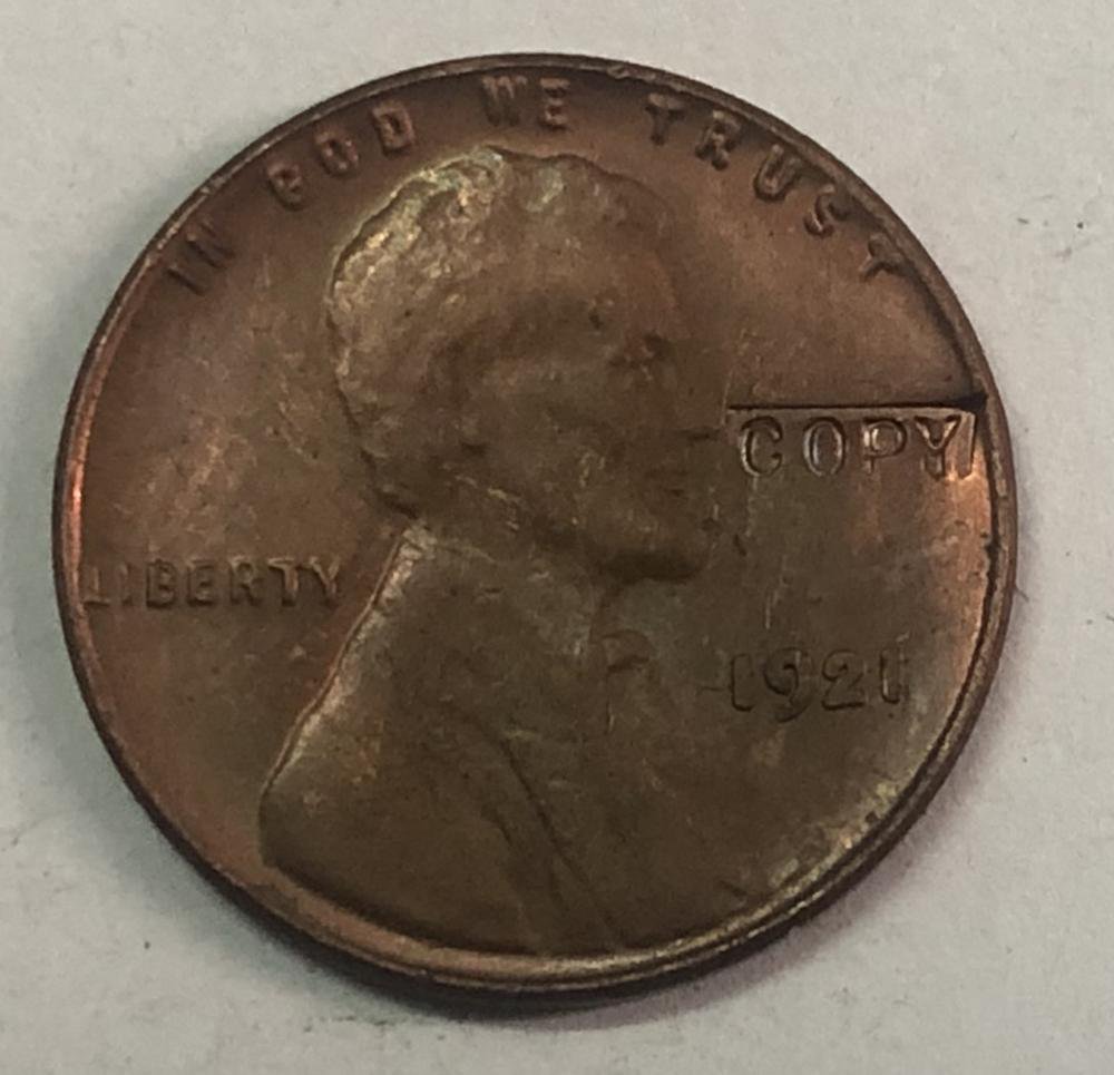 1921 United States One Cent "Lincoln - Wheat Ears Reverse" Penny Copy Coin