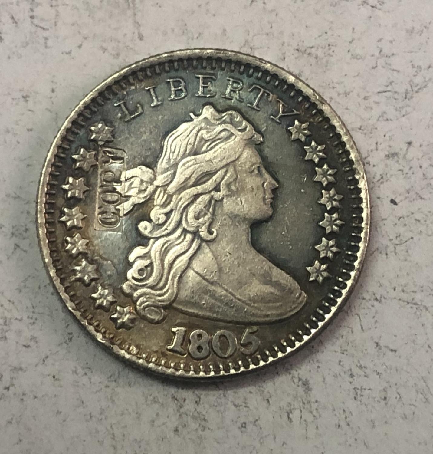 1805	 United States 1 Dime "Draped Bust Dime" Heraldic Eagle Copy Coin