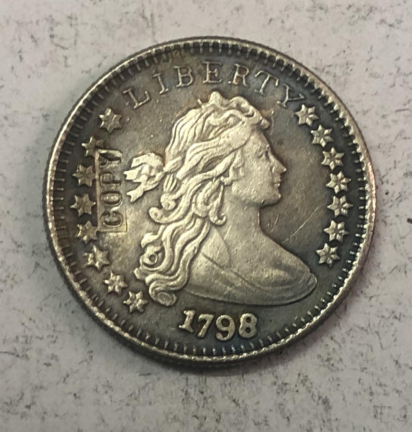 1798 United States 1 Dime "Draped Bust Dime" Heraldic Eagle Copy Coin