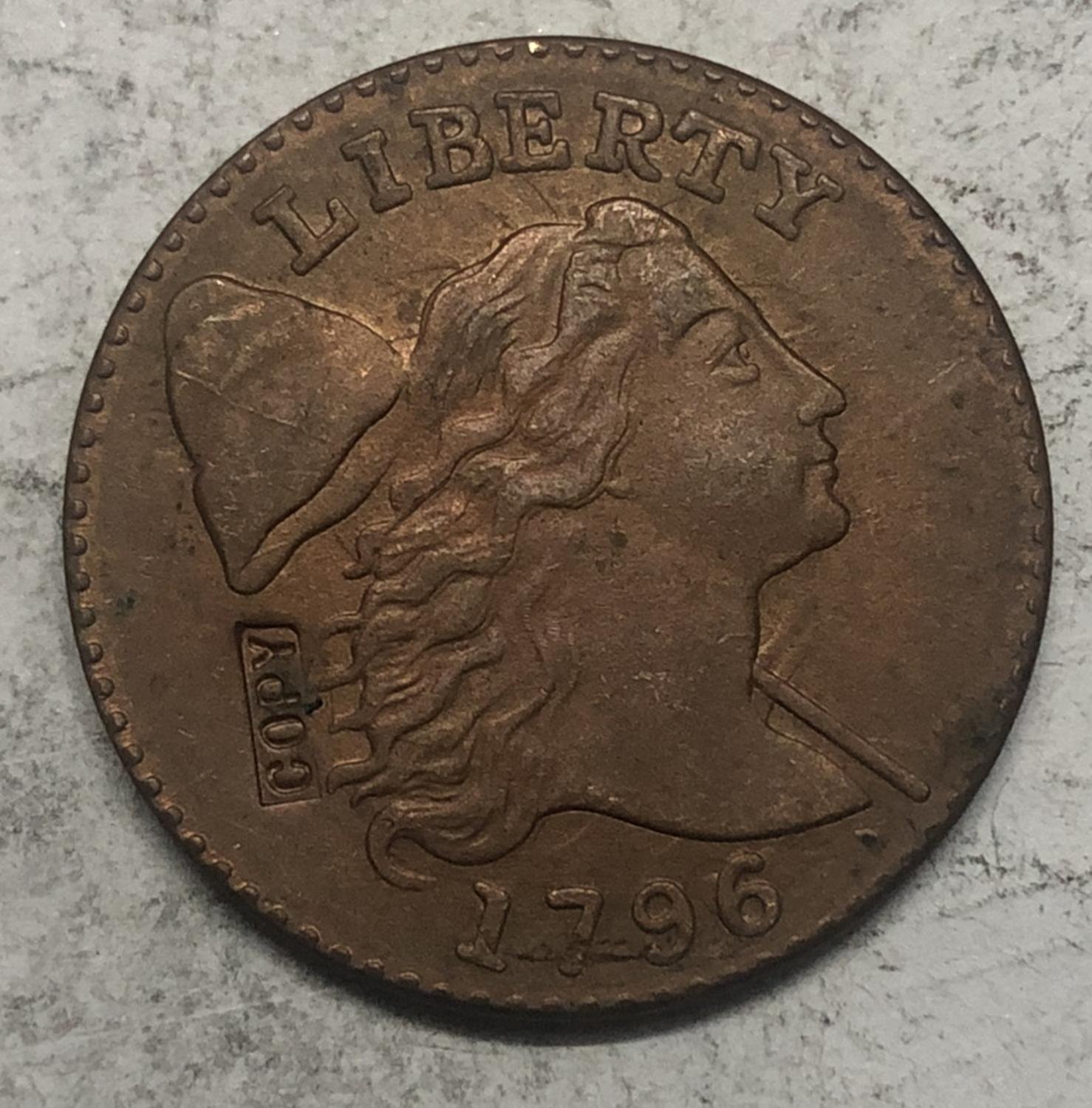 1796 United States Flowing Hair Large One Cent Exact Copy Coin