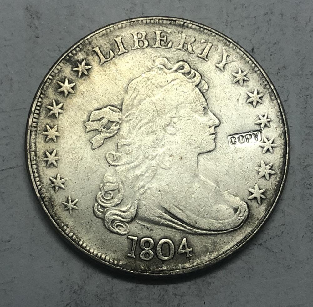 1804 United States Draped Bust One Dollar Silver Plated Exact Copy Coin