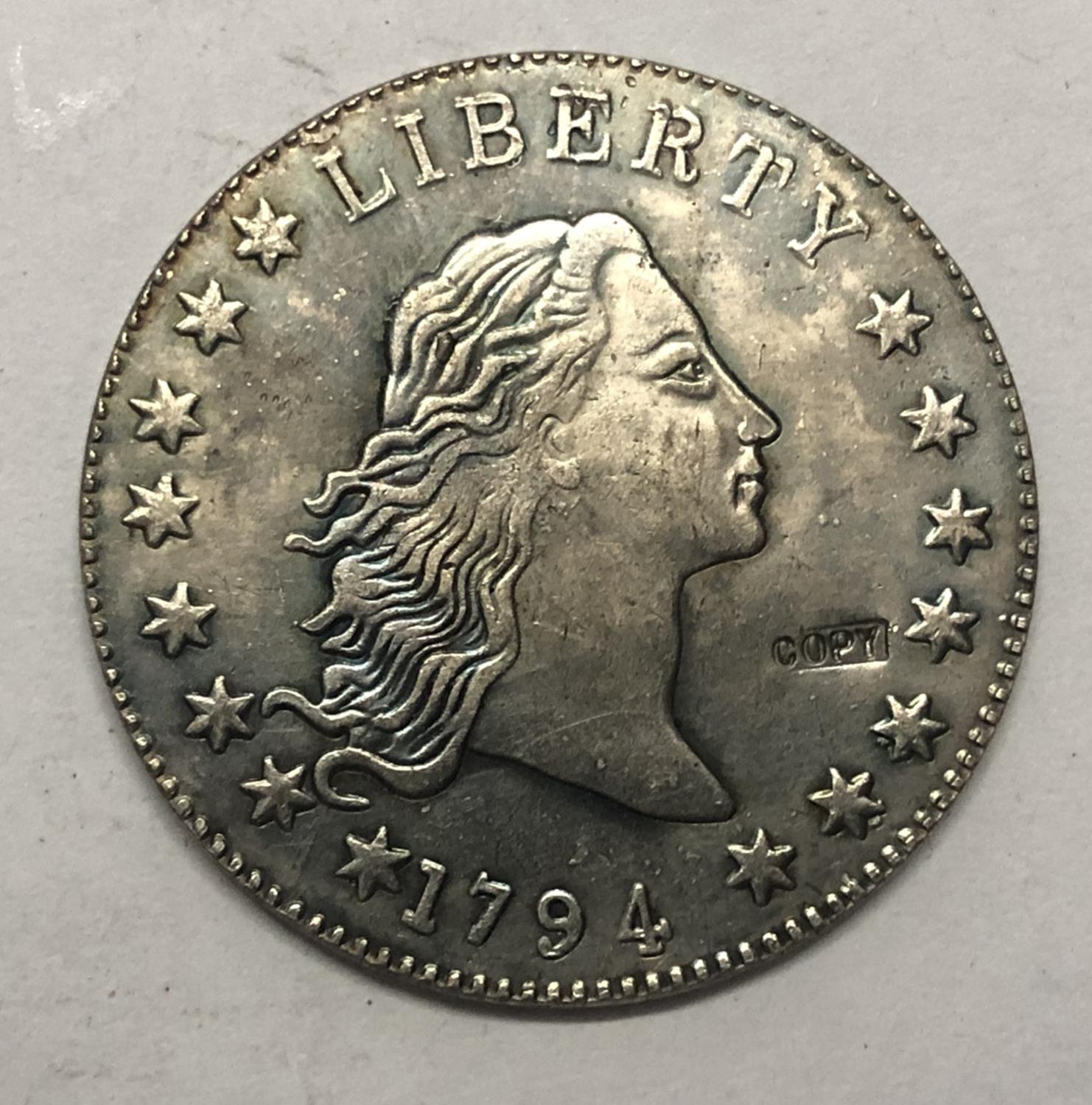 1804 United States Flowing Hair One Dollar Silver Plated Exact Copy Coin