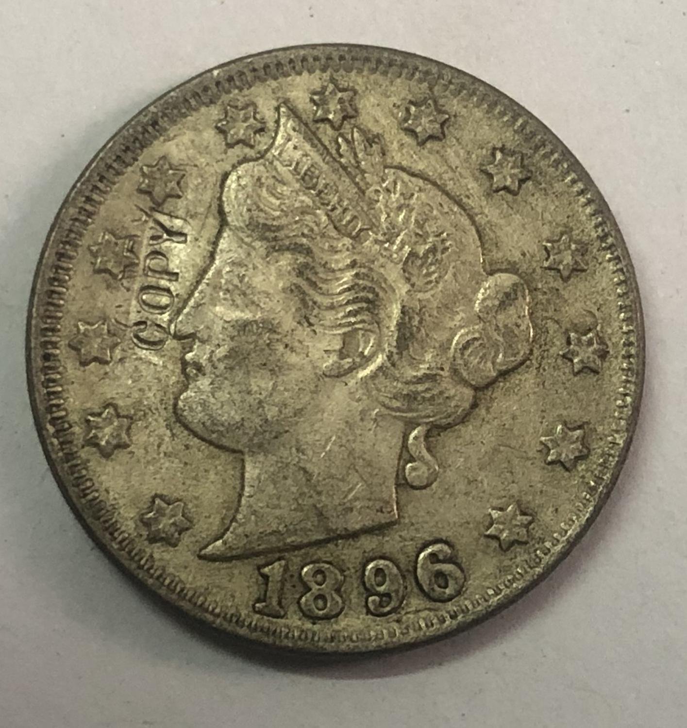 1896 United States V Five Cents Nickel Copy Coin