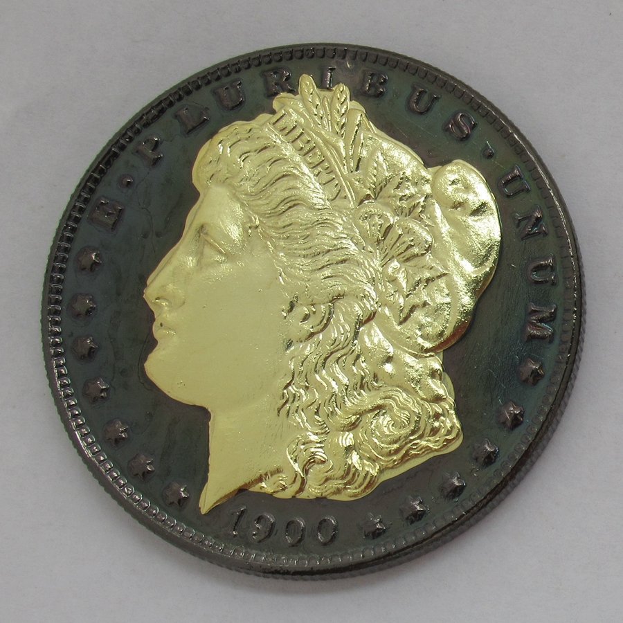 1900 United States Black Ruthenium Morgan Dollar 2 Sided Gold Plated