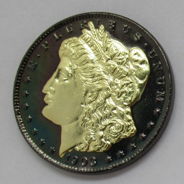 1903 United States Black Ruthenium Morgan Dollar 2 Sided Gold Plated Copy Coin