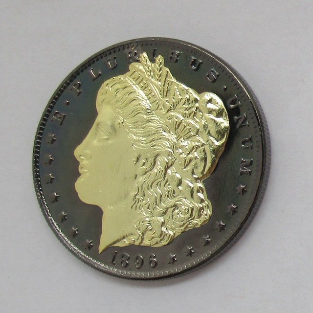 1896 United States Black Ruthenium Morgan Dollar 2 Sided Gold Plated Copy Coin