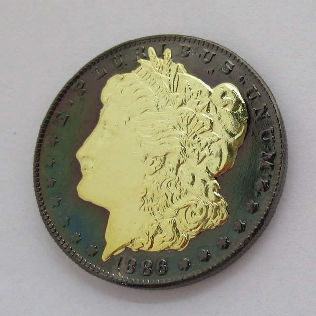 1886 United States Black Ruthenium Morgan Dollar 2 Sided Gold Plated Copy Coin