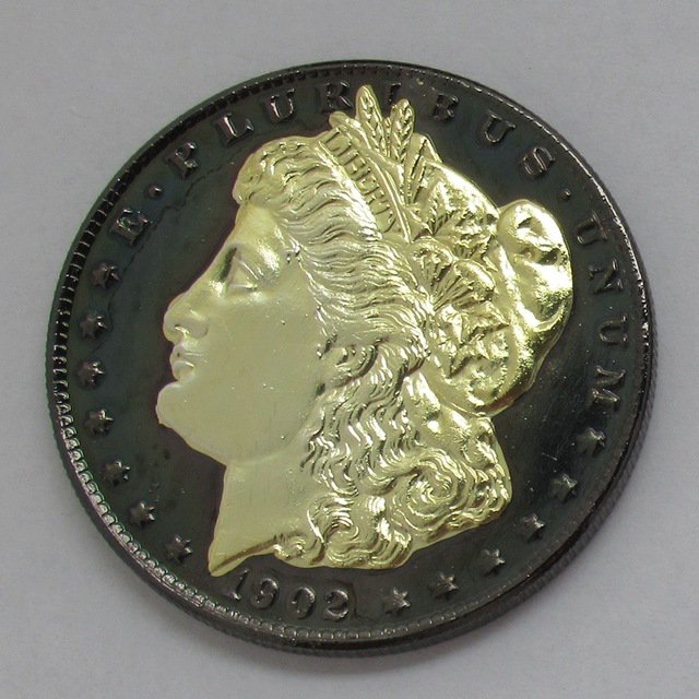 1902 United States Black Ruthenium Morgan Dollar 2 Sided Gold Plated Copy Coin