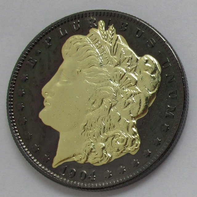 1904-S United States Black Ruthenium Morgan Dollar 2 Sided Gold Plated Copy Coin