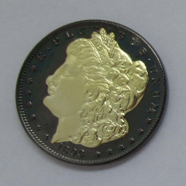 1893-S United States Black Ruthenium Morgan Dollar 2 Sided Gold Plated Copy Coin