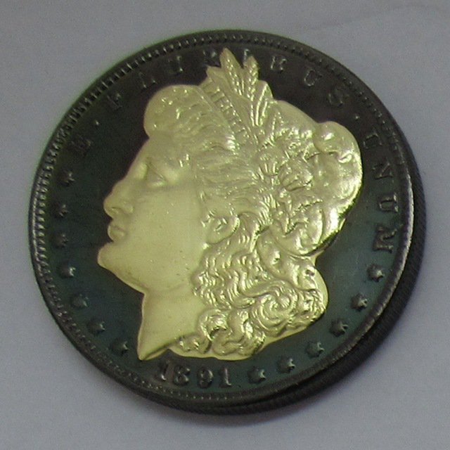 1891-CC United States Black Ruthenium Morgan Dollar 2 Sided Gold Plated Copy Coin