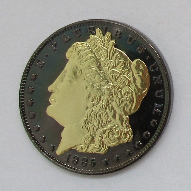 1885-CC United States Black Ruthenium Morgan Dollar 2 Sided Gold Plated Copy Coin