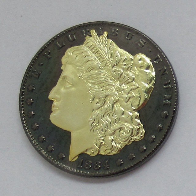 1884-CC United States Black Ruthenium Morgan Dollar 2 Sided Gold Plated Copy Coin