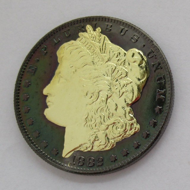 1882-CC United States Black Ruthenium Morgan Dollar 2 Sided Gold Plated Copy Coin