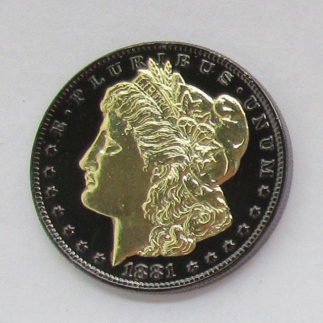 1881-CC United States Black Ruthenium Morgan Dollar 2 Sided Gold Plated Copy Coin