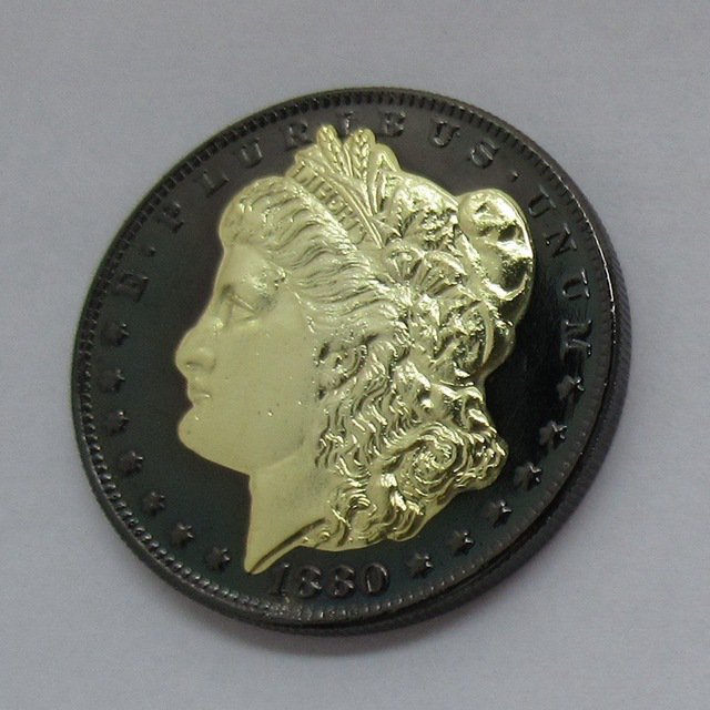 1880-CC United States Black Ruthenium Morgan Dollar 2 Sided Gold Plated Copy Coin