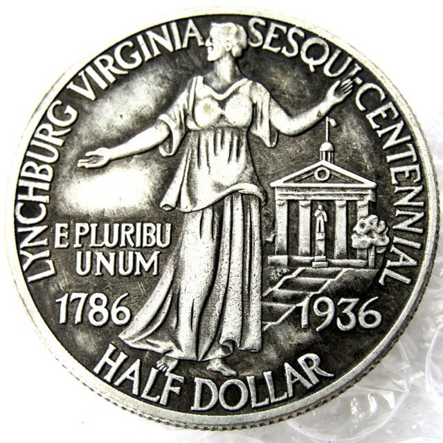 US 1936 Lynchburg Silver Commem Half Dollar Rare Circulated Copy Coins  For Collection