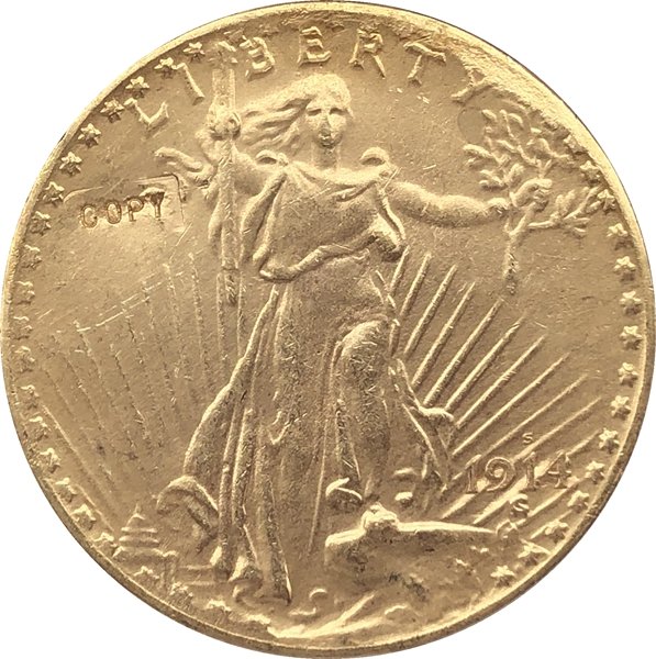 US 1914-S Saint Gaudens $20 Twenty Dollars Gold Copy Coin  For Collection