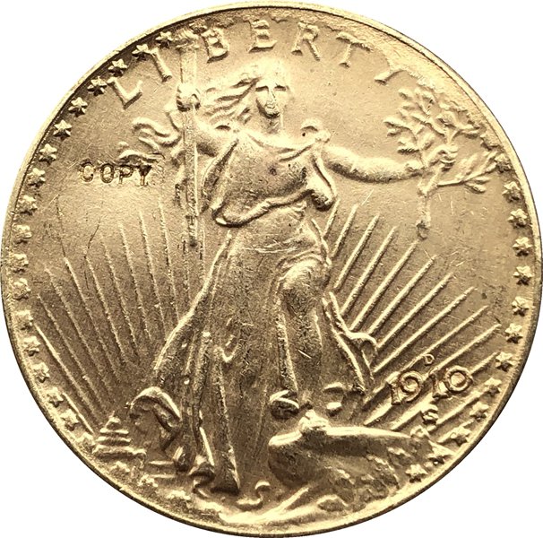 US 1910-D Saint Gaudens $20 Twenty Dollars Gold Copy Coin  For Collection