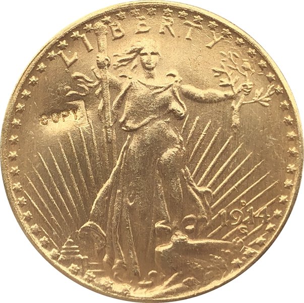 US 1914-D Saint Gaudens $20 Twenty Dollars Gold Copy Coin  For Collection