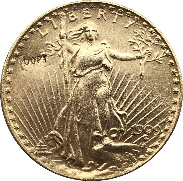 US 1909-D Saint Gaudens $20 Twenty Dollars Gold Copy Coin  For Collection