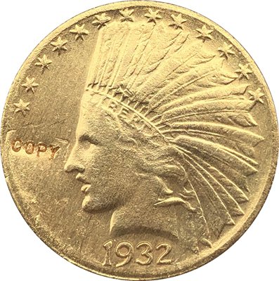 US 1932 Indian Head Half Eagle $10 Ten Dollars Gold Copy Coin  For Collection