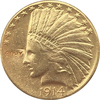 US 1914-S Indian Head Half Eagle $10 Ten Dollars Gold Copy Coin  For Collection