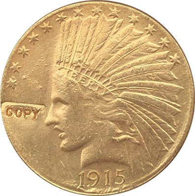US 1915 Indian Head Half Eagle $10 Ten Dollars Gold Copy Coin  For Collection