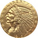 US 1916-S Indian Half Eagle $5 Five Dollars Gold Copy Coin For Collection US 1916-S Indian Half Eagle $5 Five Dollars Gold Copy Coin For Collection