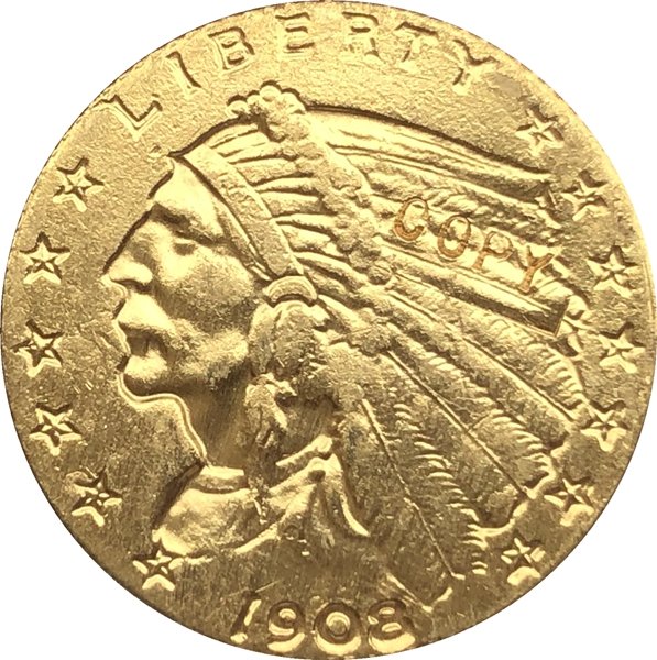 US 1908 Indian Half Eagle $5 Five Dollars Gold Copy Coin For Collection