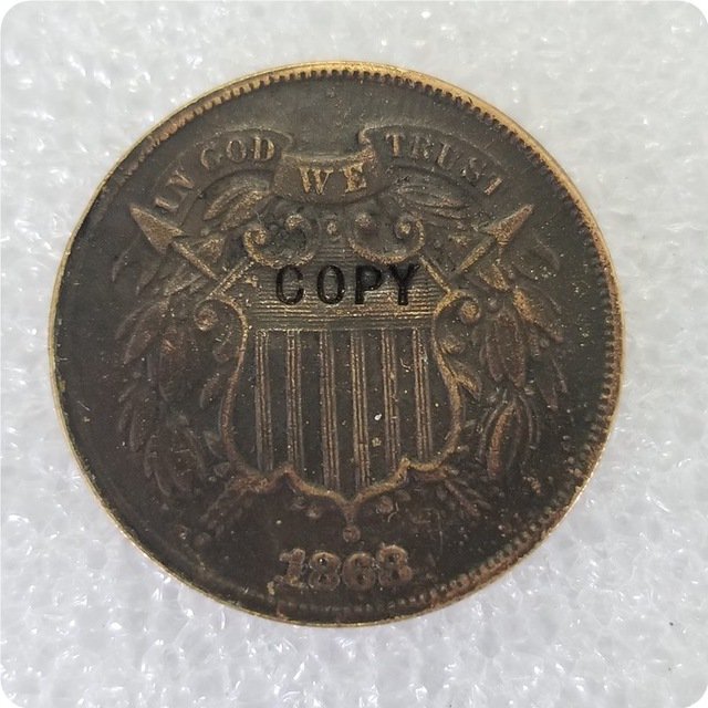 US 1868 2C Two Cent Piece Copy Coin For Collection