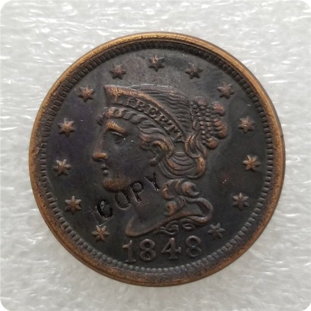 US 1848 Braided Hair Large Cent Copy Coin  For Collection