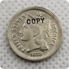 1878 US 3C Three Cent Nickel Copy Coin 1878 US 3C Three Cent Nickel Copy Coin