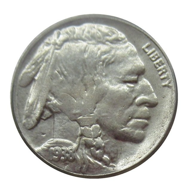 US 1938-D Indian Head 5C Buffalo Nickel Five Cents Copy Coin  For Collection