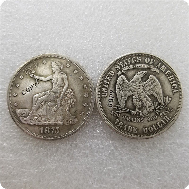 US 1875 Seated Liberty Trade Dollar Copy Coin  For Collection