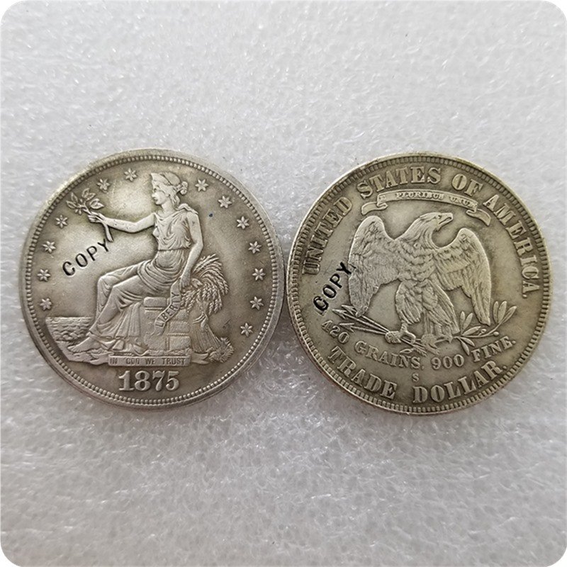 US 1875-S Seated Liberty Trade Dollar Copy Coin  For Collection
