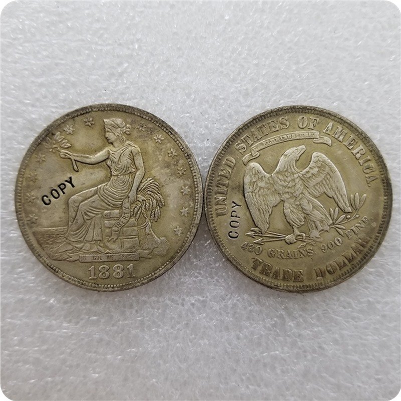 US 1881 Seated Liberty Trade Dollar Copy Coin  For Collection