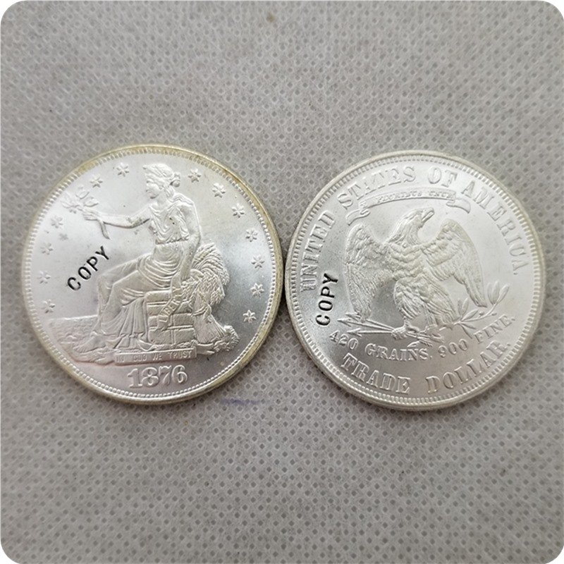 US 1876 UNC Silver Seated Liberty Trade Dollar Copy Coin  For Collection