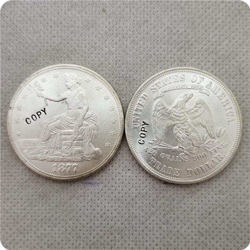 US 1877 UNC Silver Seated Liberty Trade Dollar Copy Coin  For Collection