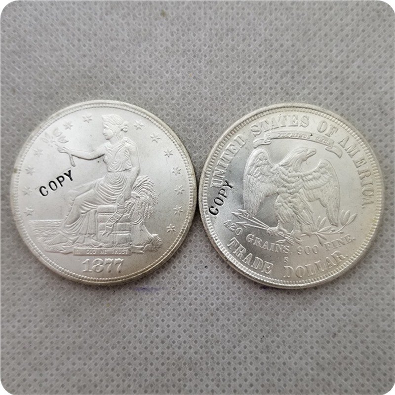 US 1877-S UNC Silver Seated Liberty Trade Dollar Copy Coin  For Collection