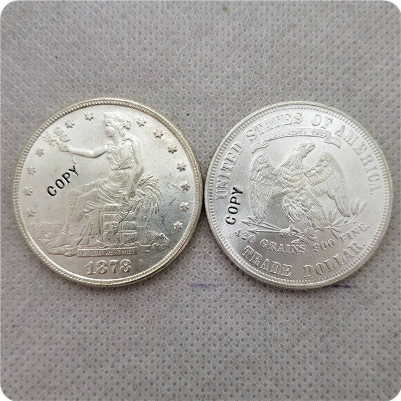 US 1878 UNC Silver Seated Liberty Trade Dollar Copy Coin  For Collection