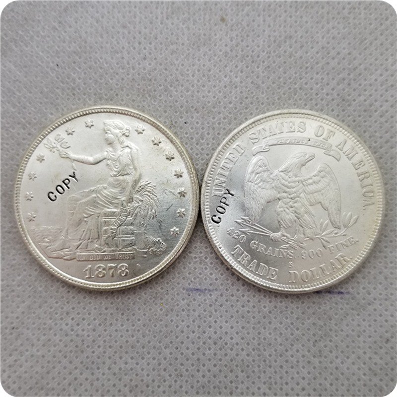US 1878-S UNC Silver Seated Liberty Trade Dollar Copy Coin  For Collection
