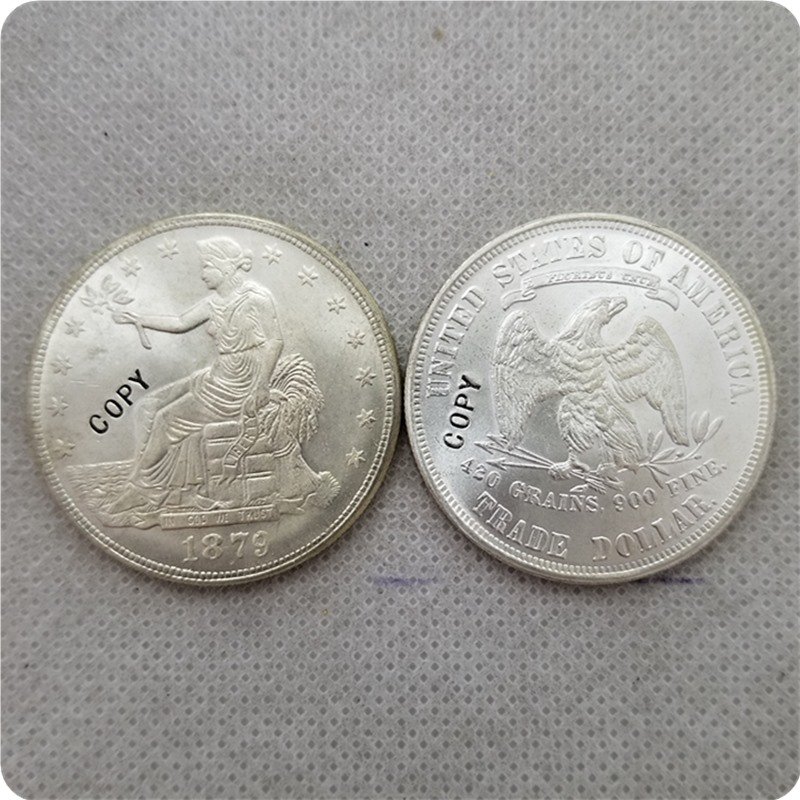 US 1879 UNC Silver Seated Liberty Trade Dollar Copy Coin  For Collection