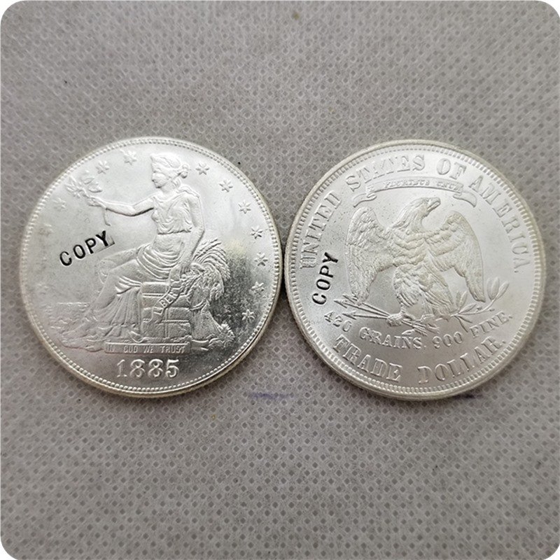 US 1885 UNC Silver Seated Liberty Trade Dollar Copy Coin  For Collection