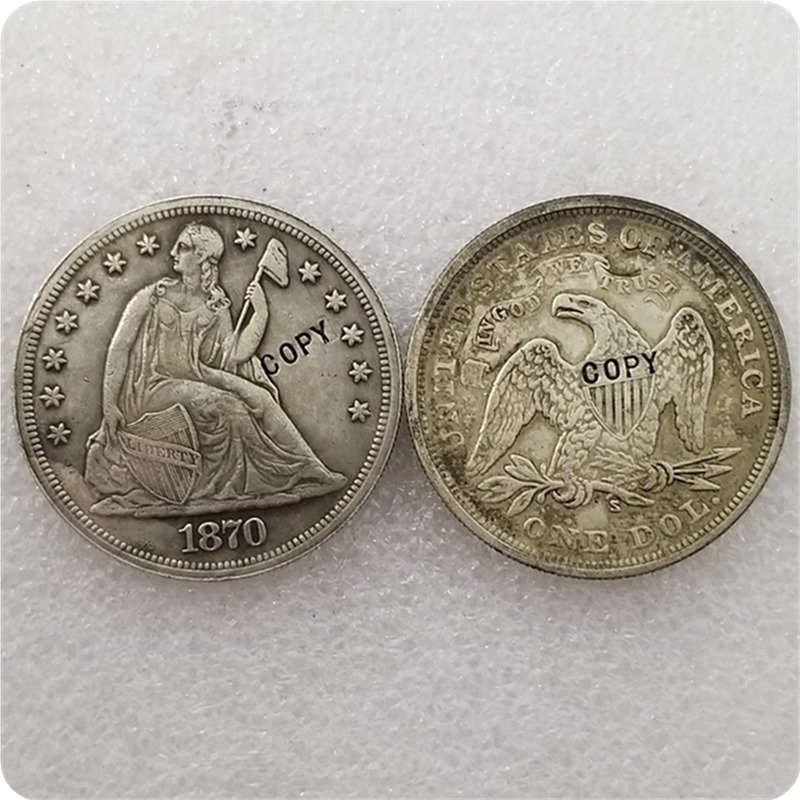 US 1870-S Seated Liberty One Dollar Copy Coin  For Collection